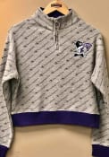 K-State Wildcats Womens Champion Co-Branded Super Fan 1/4 Zip Pullover - Grey