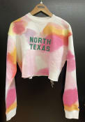 North Texas Mean Green Womens Champion Watercolor Cloud Cropped Crew Sweatshirt - Pink