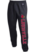Louisville Cardinals Champion Powerblend Closed Bottom Sweatpants - Black