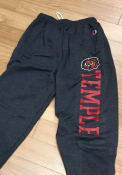 Temple Owls Champion Powerblend Closed Bottom Sweatpants - Charcoal
