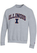 Illinois Fighting Illini Champion Arch Mascot Crew Sweatshirt - Grey