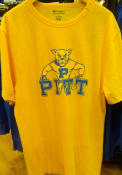 Pitt Panthers Champion Distressed Vintage Logo Fashion T Shirt - Gold