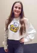 Michigan Wolverines Womens Champion Reverse Weave Cropped Boyfriend Crew Sweatshirt - Grey