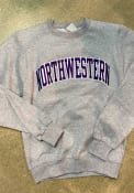 Northwestern Wildcats Champion Powerblend Twill Crew Sweatshirt - Grey