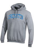 Creighton Bluejays Champion Twill Powerblend Hooded Sweatshirt - Grey