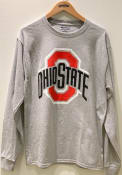 Ohio State Buckeyes Champion Distressed Primary Logo T Shirt - Grey