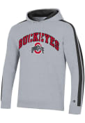 Ohio State Buckeyes Champion Super Fan Striped Hooded Sweatshirt - Grey