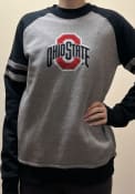 Ohio State Buckeyes Champion Super Fan Raglan Striped Crew Sweatshirt - Grey