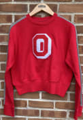 Ohio State Buckeyes Womens Champion Super Fan Cheer Crew Sweatshirt - Red