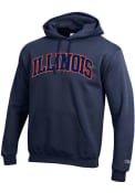 Illinois Fighting Illini Champion Arch Name Hooded Sweatshirt - Navy Blue