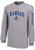 Kansas Jayhawks Youth Champion Arch Mascot Sleeve Hit T-Shirt - Grey