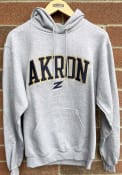 Akron Zips Champion Arch Mascot Twill Hooded Sweatshirt - Grey