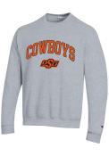 Oklahoma State Cowboys Champion Arch Name Mascot Crew Sweatshirt - Grey