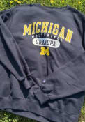 Michigan Wolverines Champion Grandpa Pill Crew Sweatshirt - Navy Blue