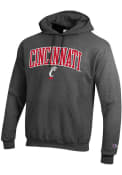 Champion Mens Charcoal Cincinnati Bearcats Arch Mascot Twill Hooded Sweatshirt