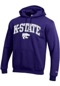 Champion Mens Purple K-State Wildcats Arch Mascot Twill Hooded Sweatshirt