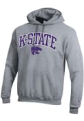 Champion Mens Grey K-State Wildcats Arch Mascot Twill Hooded Sweatshirt
