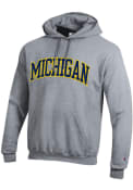 Michigan Wolverines Champion Arch Twill Hooded Sweatshirt - Grey