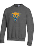 Pitt Panthers Champion Panther Head Crew Sweatshirt - Charcoal