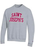 Saint Josephs Hawks Champion Arch Twill Crew Sweatshirt - Grey