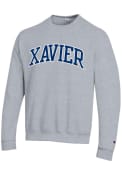Xavier Musketeers Champion Arch Twill Crew Sweatshirt - Grey