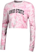 Ohio State Buckeyes Womens Champion Crush Dye Crop Crew Sweatshirt - Pink