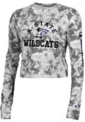 K-State Wildcats Womens Champion Crush Dye Crop T-Shirt - Black