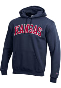Kansas Jayhawks Champion Arch Twill Hooded Sweatshirt - Navy Blue
