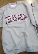 Texas A&M Aggies Champion Arch Twill Powerblend Crew Sweatshirt - Grey