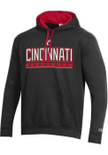 Champion Mens Black Cincinnati Bearcats Stadium Flat Name Hooded Sweatshirt