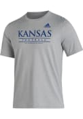 Kansas Jayhawks Adidas Locker Football Practice T Shirt - Grey