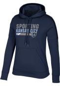 Sporting Kansas City Womens Adidas Bottom Bar Slant Hooded Sweatshirt - Navy Blue