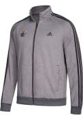 Kansas Jayhawks Adidas 3 Stripe Track Jacket - Grey