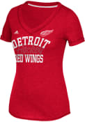 Adidas Detroit Red Wings Womens Red Middle Hockey Shine V-Neck