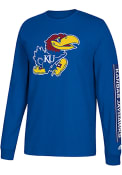 Kansas Jayhawks Adidas Left Text T Shirt - Blue