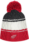 Detroit Red Wings Womens Adidas 3 Stripe Cable Knit - Red