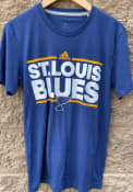 St Louis Blues Adidas Block Name T Shirt - Navy Blue