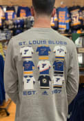 St Louis Blues Adidas Jersey History T Shirt - Grey