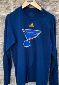 St Louis Blues Adidas Hem Stripe Dassler T Shirt - Navy Blue