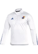 Kansas Jayhawks Adidas Sideline Knit 1/4 Zip Pullover - White