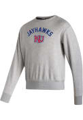Kansas Jayhawks Adidas Vintage Game Plan Crew Sweatshirt - Grey