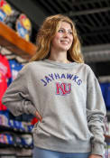 Kansas Jayhawks Adidas Vintage Game Plan Crew Sweatshirt - Grey