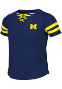 Michigan Wolverines Girls Colosseum Wels Fashion T-Shirt - Navy Blue