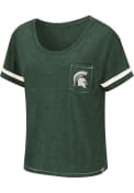 Michigan State Spartans Womens Colosseum Waffles Meet Greet Scoop T-Shirt - Green