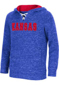 Kansas Jayhawks Girls Colosseum Kahuna Lace Up Hooded Sweatshirt - Blue