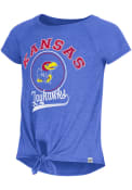 Kansas Jayhawks Girls Colosseum Salt Tie Front Fashion T-Shirt - Blue