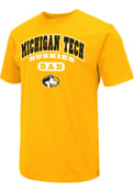 Michigan Tech Huskies Colosseum Pill Dad T Shirt - Gold
