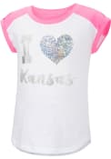 Kansas Jayhawks Girls Colosseum Patty Cake Sequin Fashion T-Shirt - White