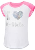 K-State Wildcats Girls Colosseum Patty Cake Sequin Fashion T-Shirt - White