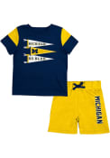 Michigan Wolverines Baby Colosseum Herman SS One Piece - Navy Blue